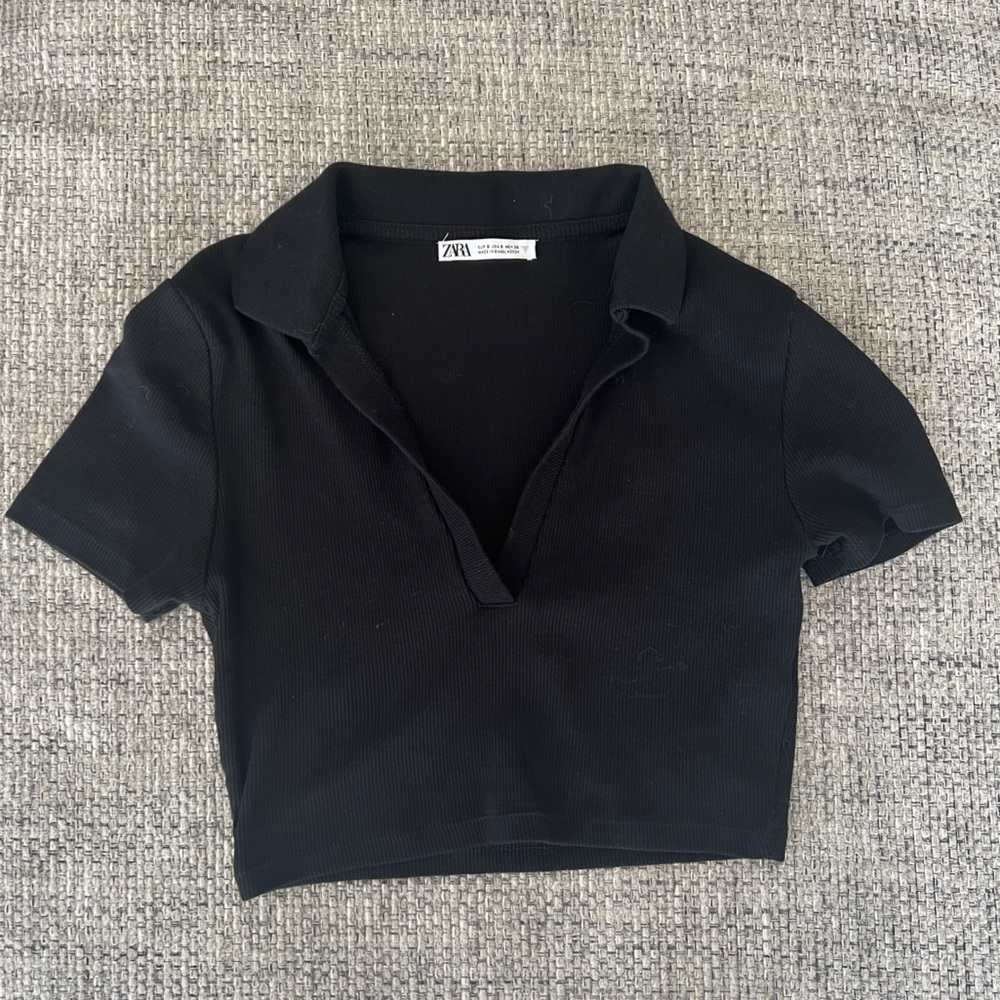 Zara Collared Crop Top Size Small